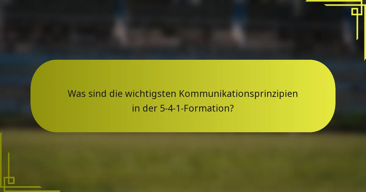 Was sind die wichtigsten Kommunikationsprinzipien in der 5-4-1-Formation?