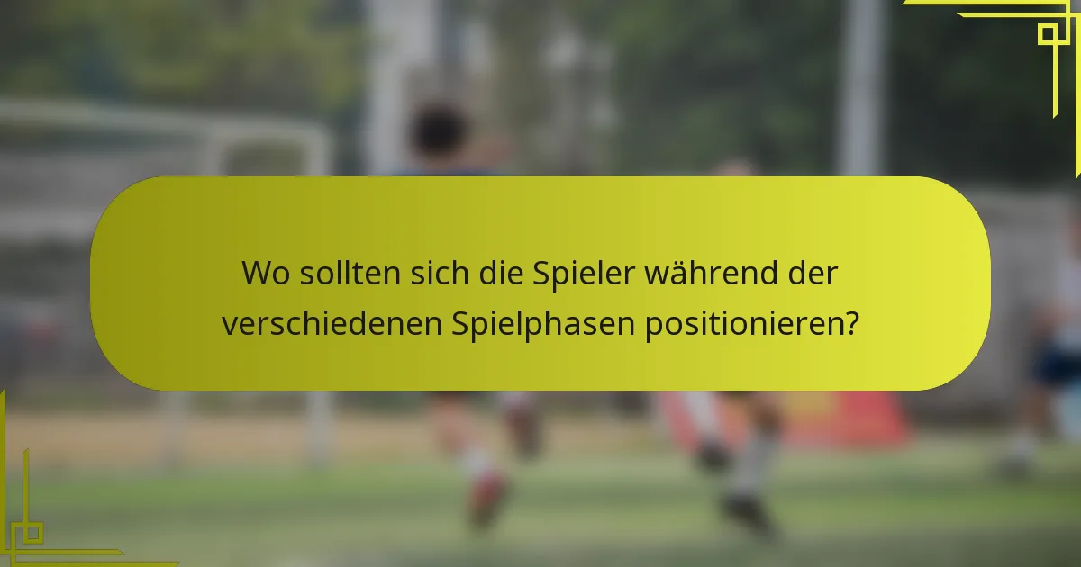 Wo sollten sich die Spieler während der verschiedenen Spielphasen positionieren?